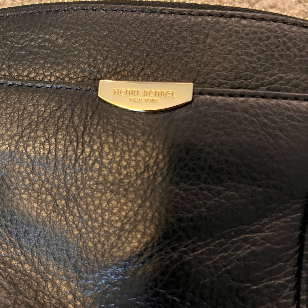 🆕 Henri Bendel BEEKMAN Black Leather gold hardware wristlet clutch - Picture 3 of 7